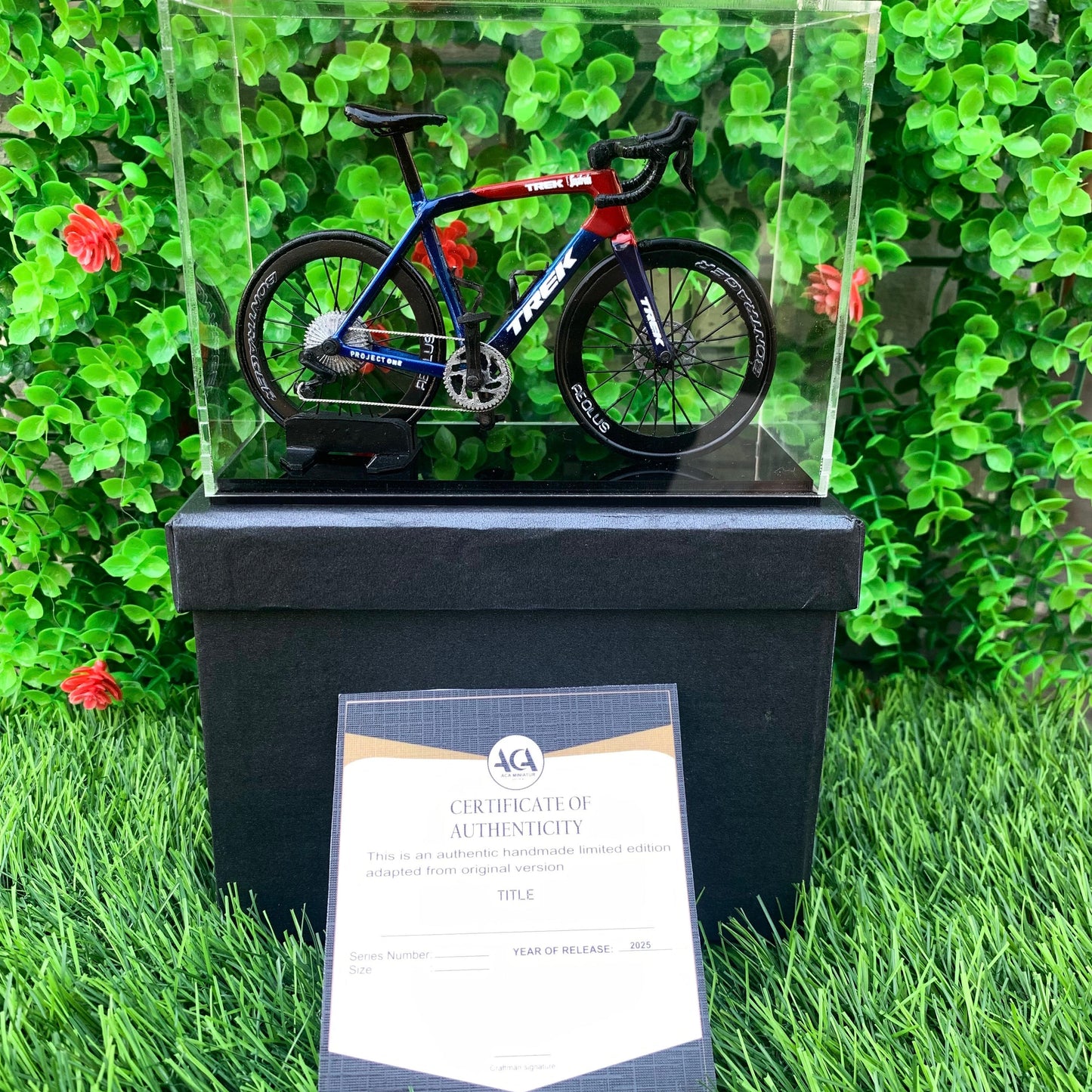 TREK EMONDA - Handmade Miniature Bicycle Red and Blue